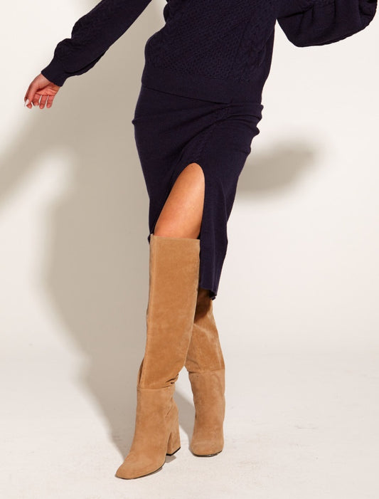 Treasure Midi Knit Skirt (Navy)