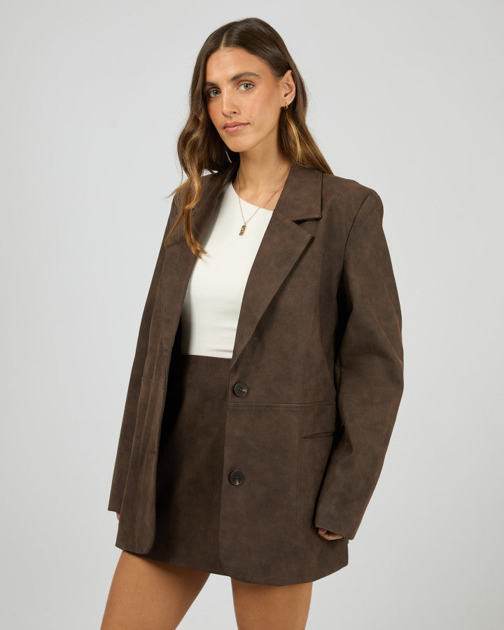 All About Eve Vanner Vegan Leather Blazer Coffee | Women's Clothing | Gretel Lane
