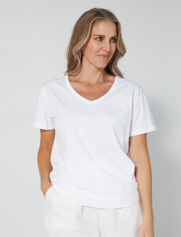 Villa Tee V Neck (White)