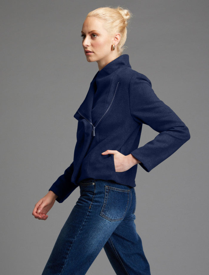 Viva Forever Biker Cropped Jacket (Navy)