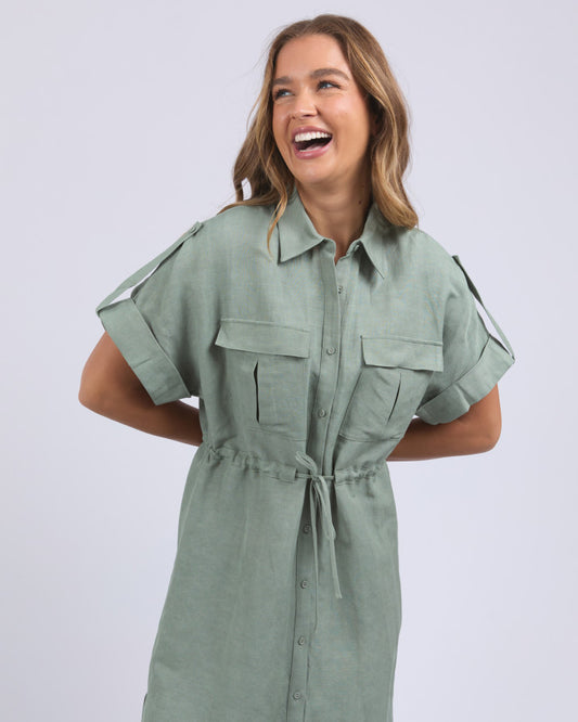 Willow Shirt Dress (Iceberg Green)