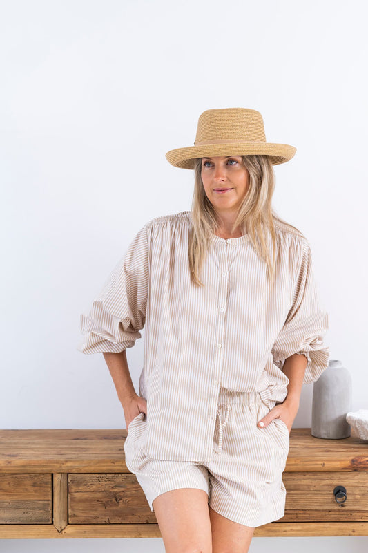 Linen Tops BRENDA for Women, Organic Linen Blouse With 3/4 Sleeves