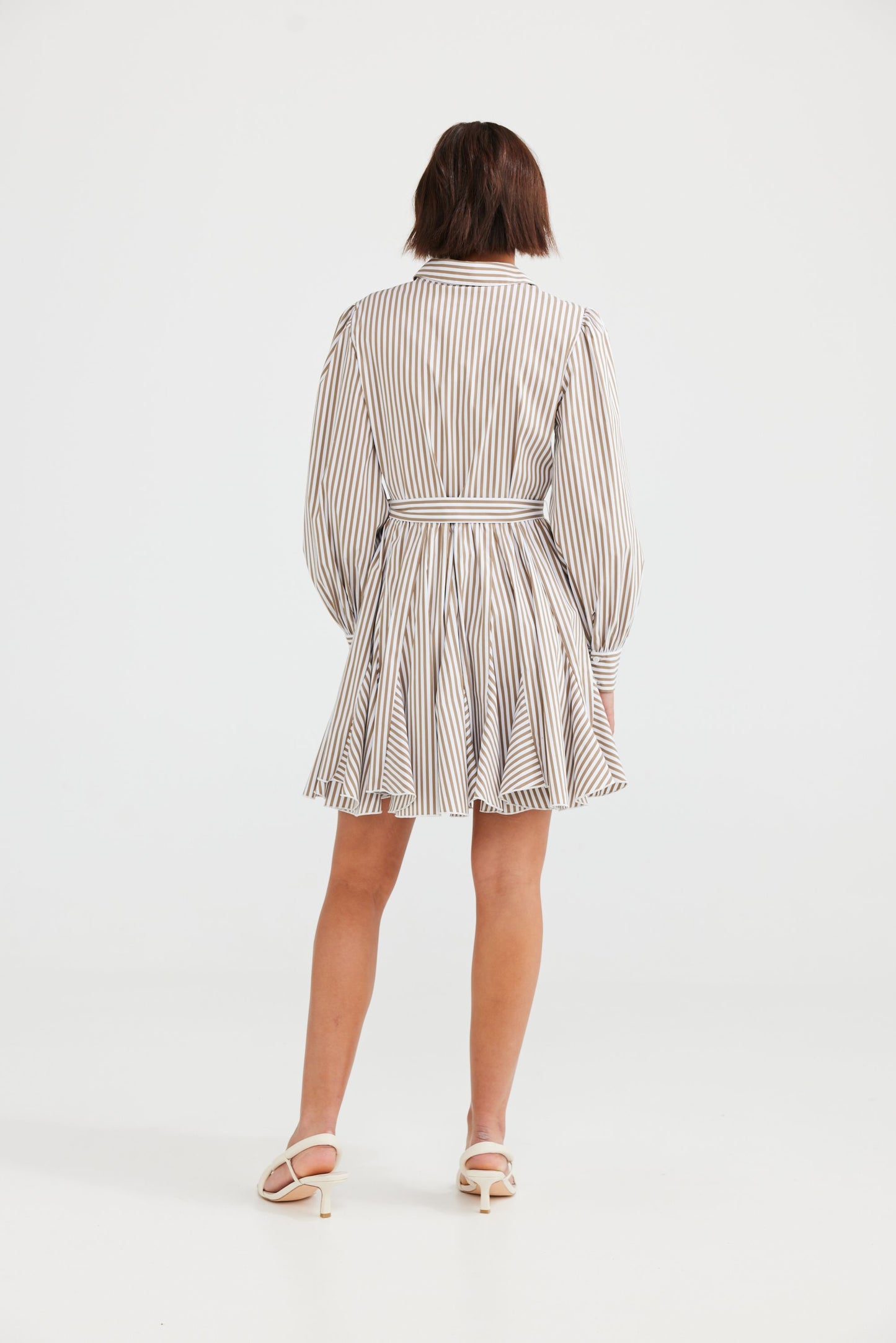 Clementine Dress (Taupe Stripe)