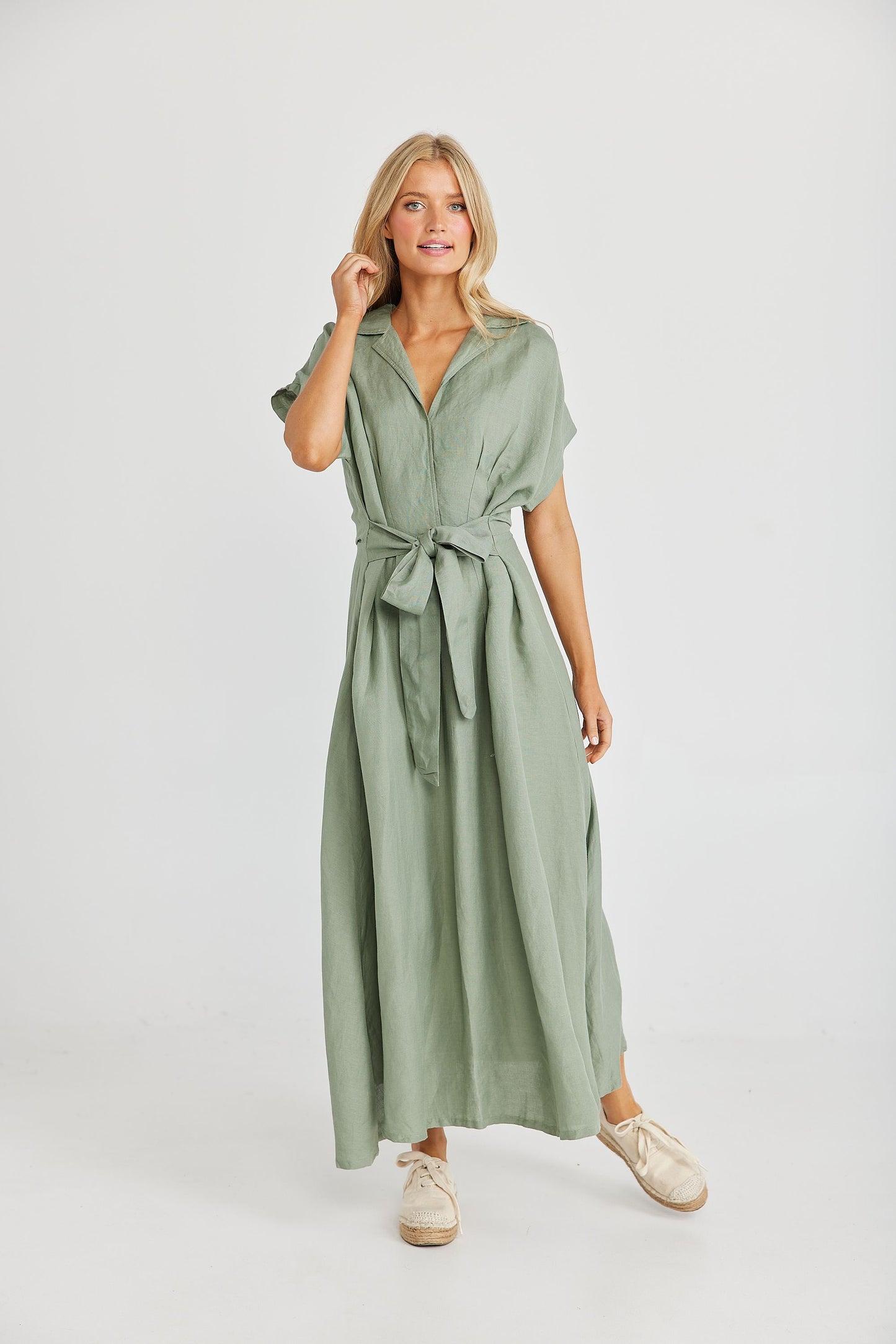 Coco Dress (Sage Linen Viscose)