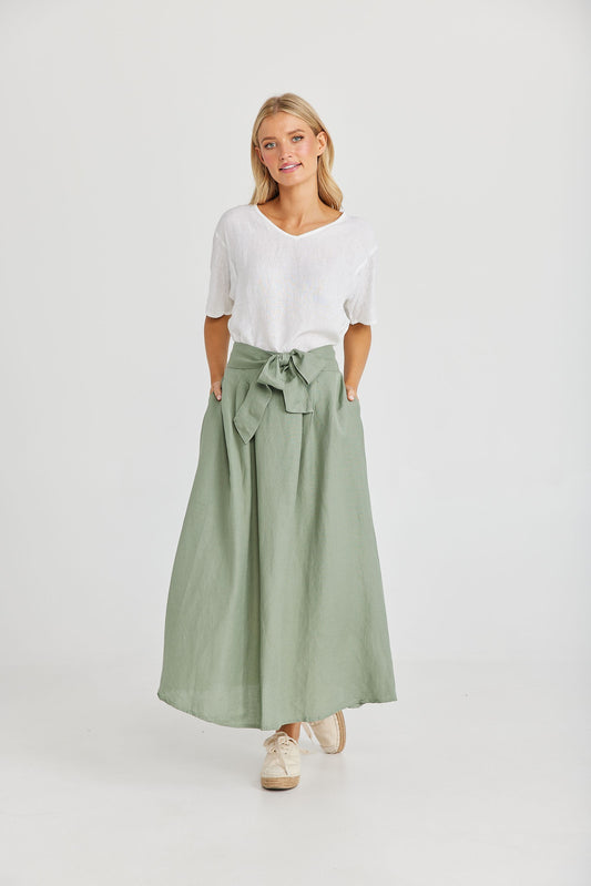 Coco Skirt (Sage Linen Viscose)