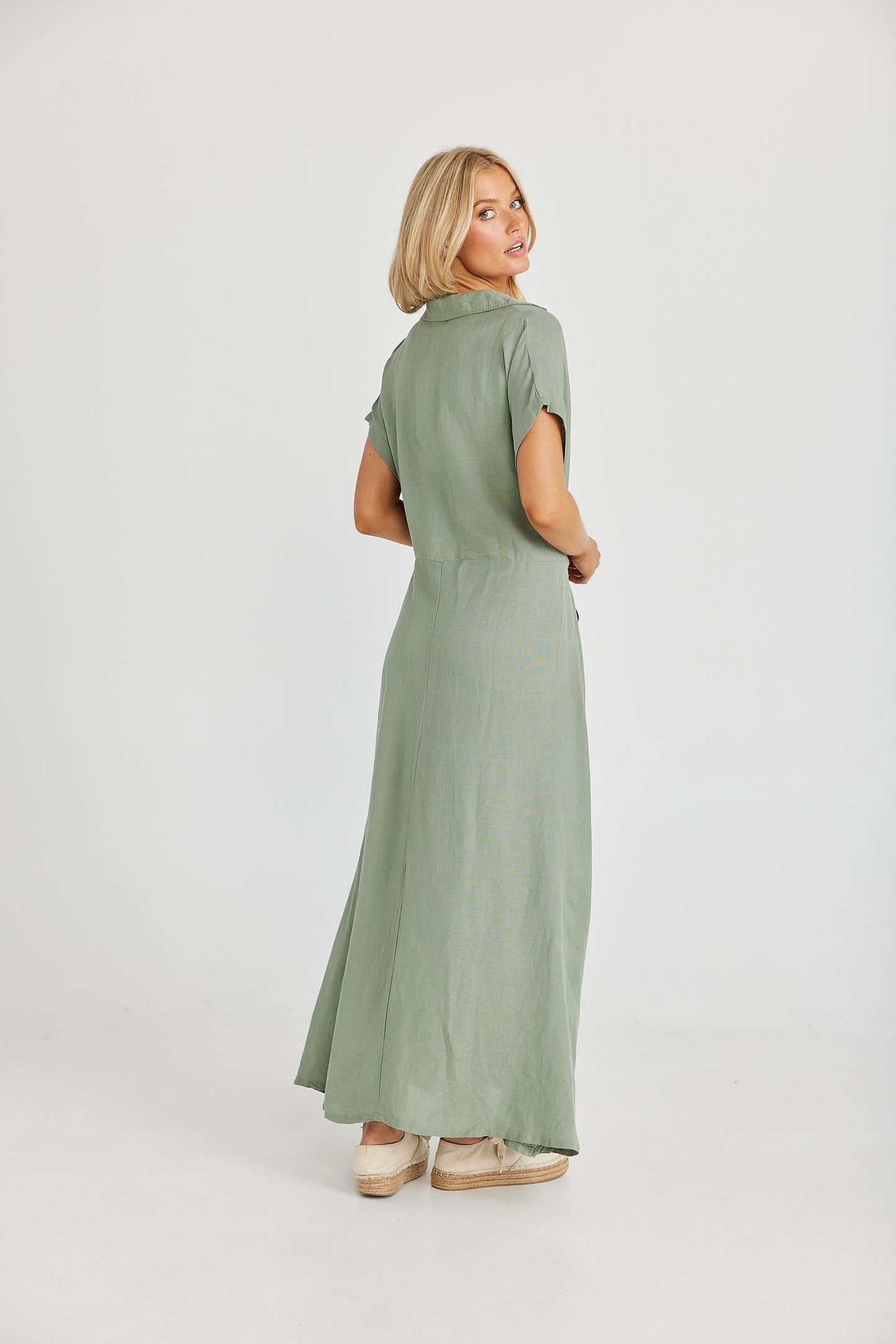 Coco Dress (Sage Linen Viscose)