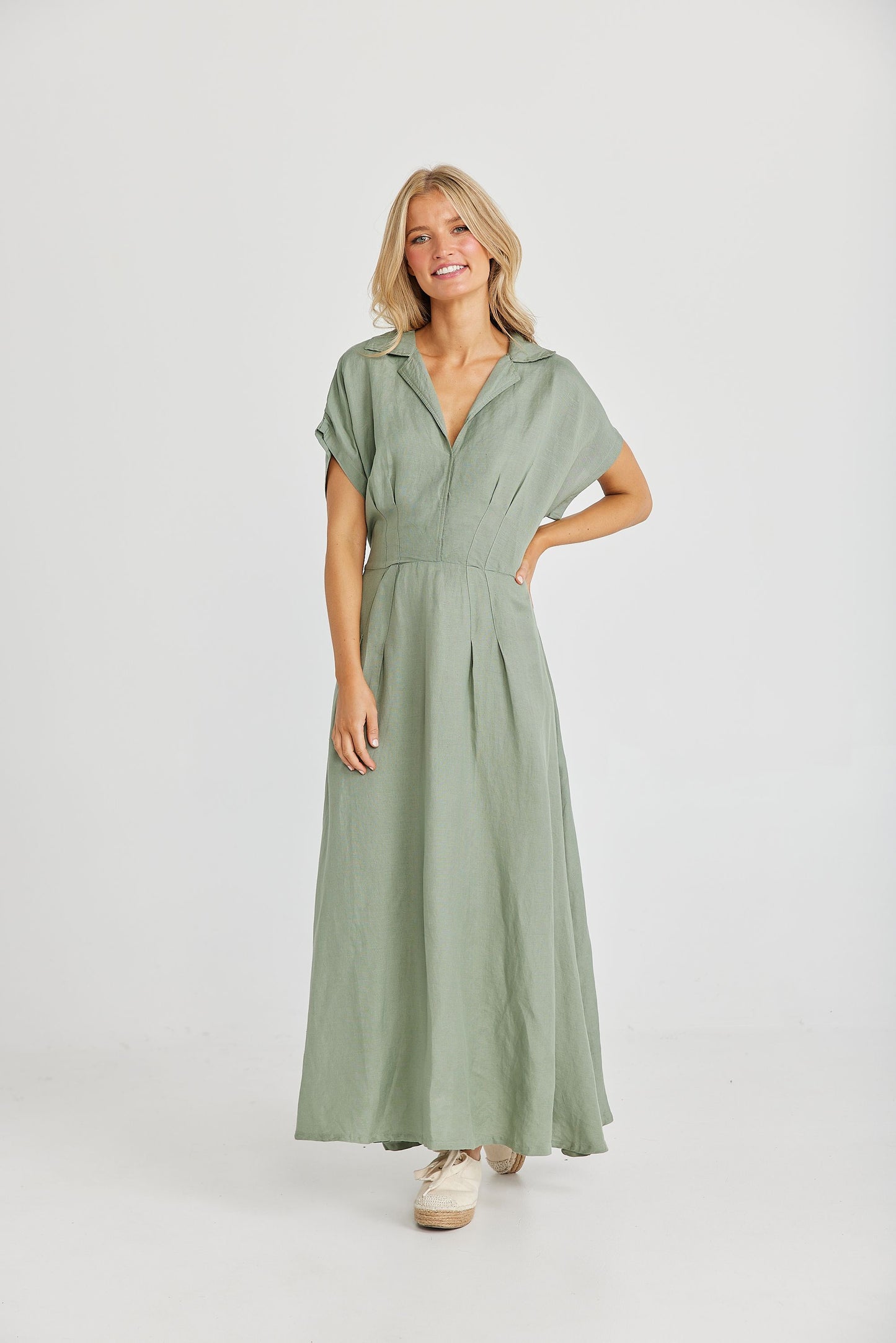 Coco Dress (Sage Linen Viscose)