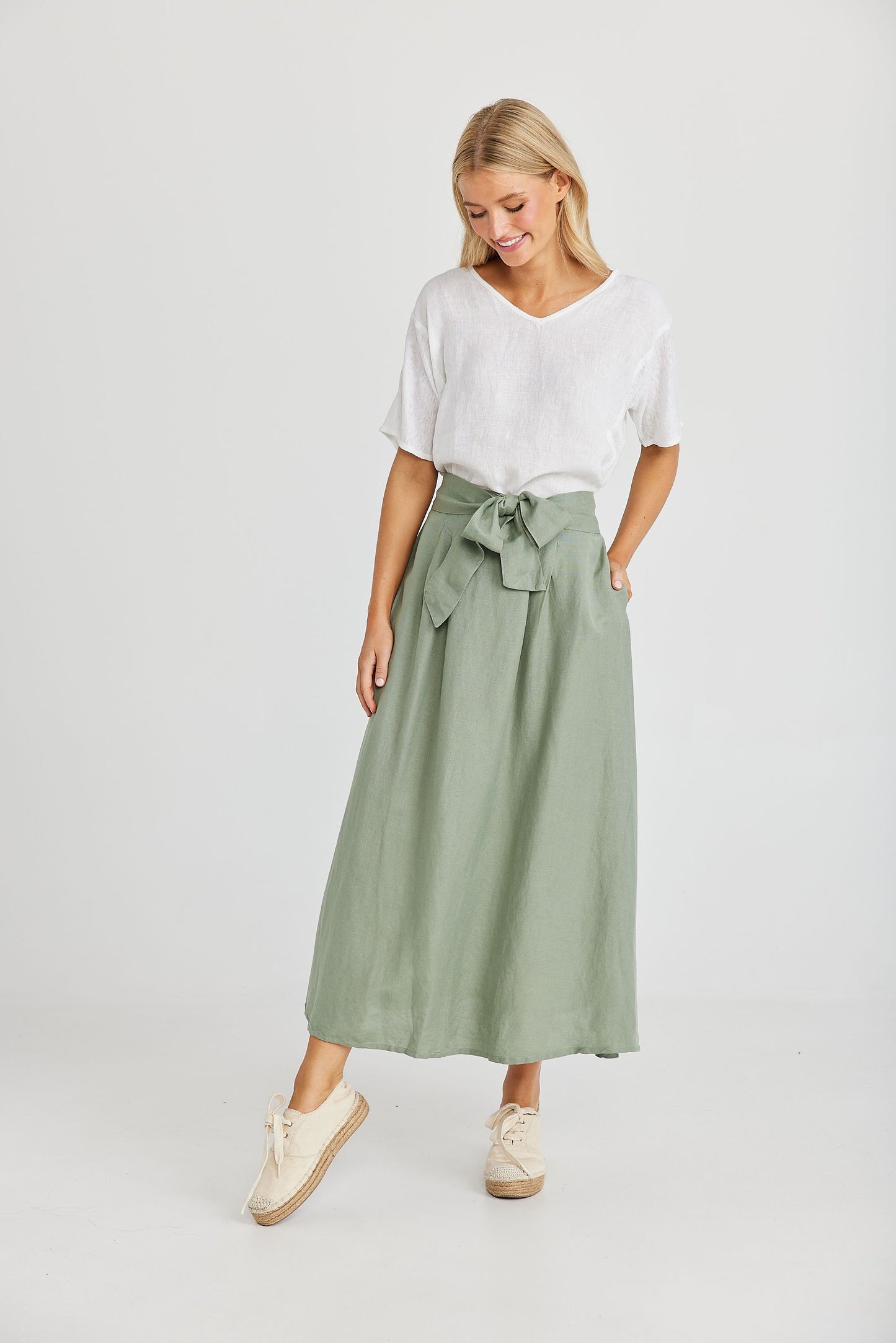 Coco Skirt (Sage Linen Viscose)