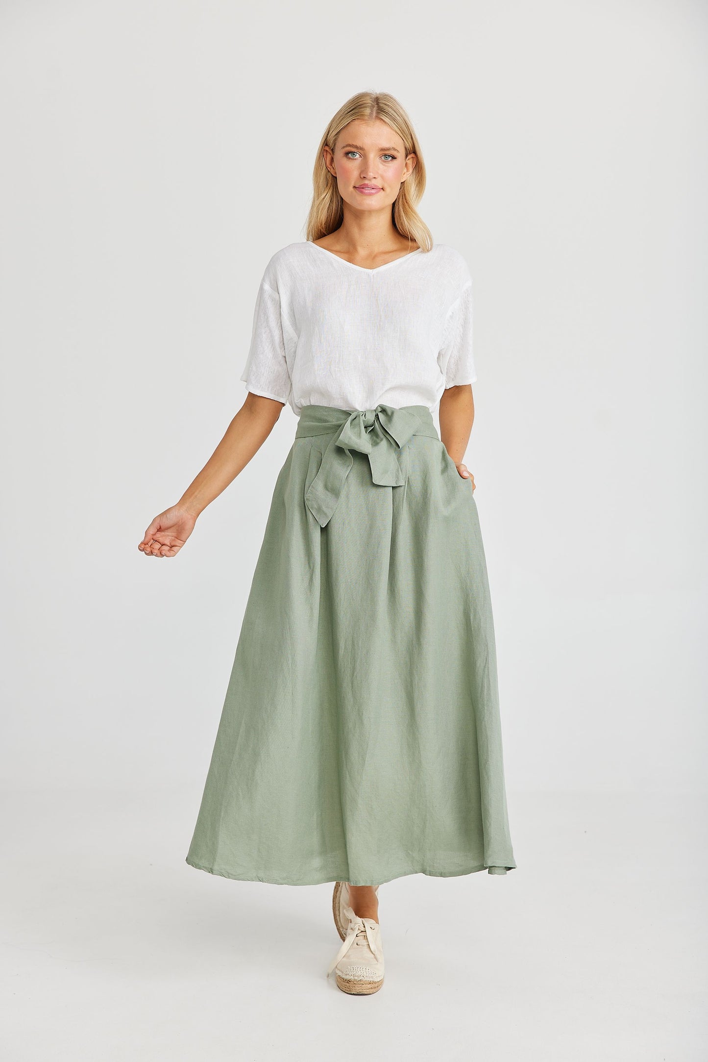 Coco Skirt (Sage Linen Viscose)