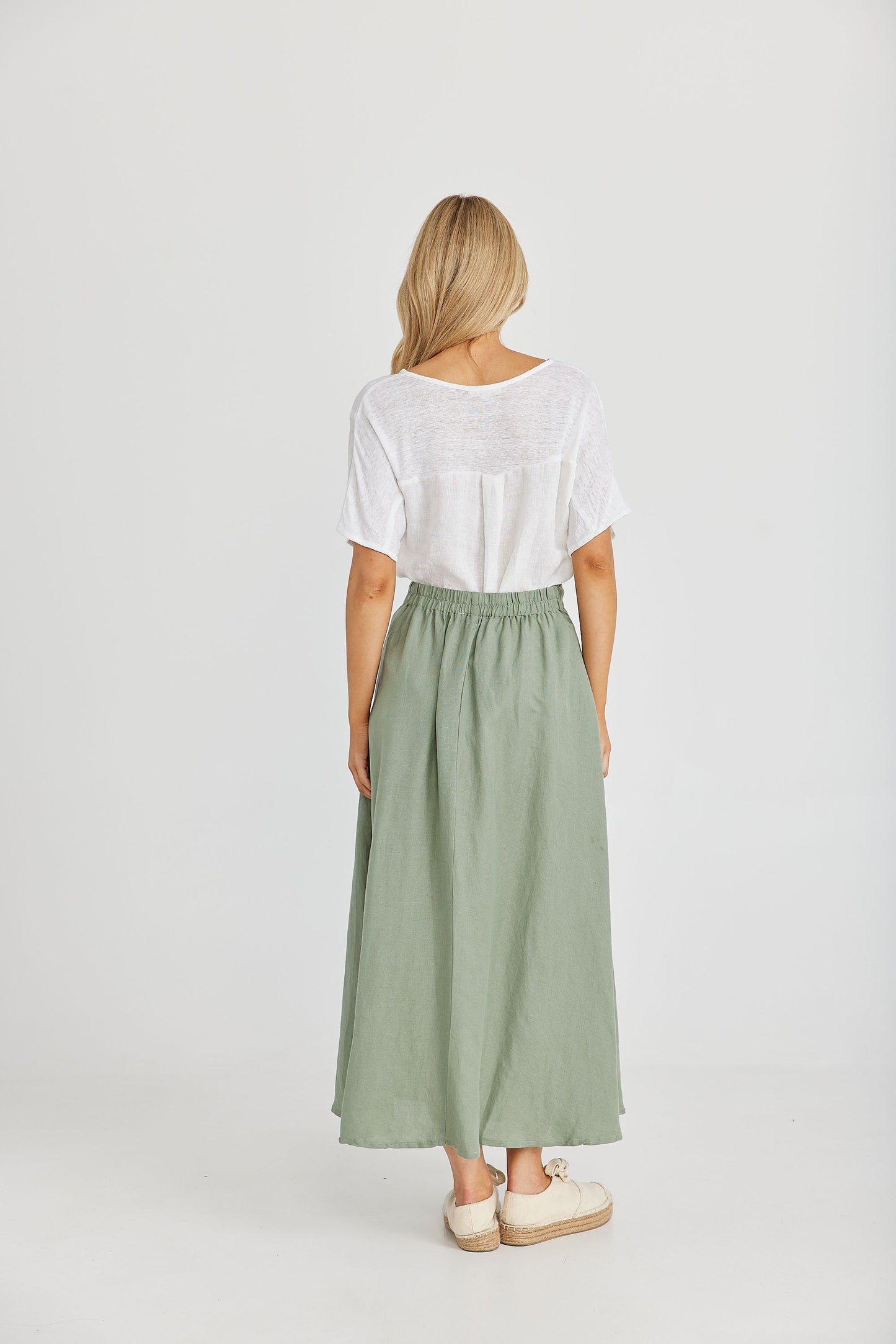 Coco Skirt (Sage Linen Viscose)