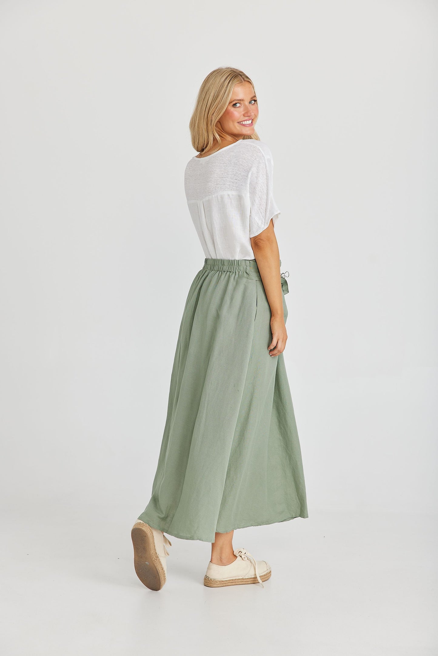 Coco Skirt (Sage Linen Viscose)