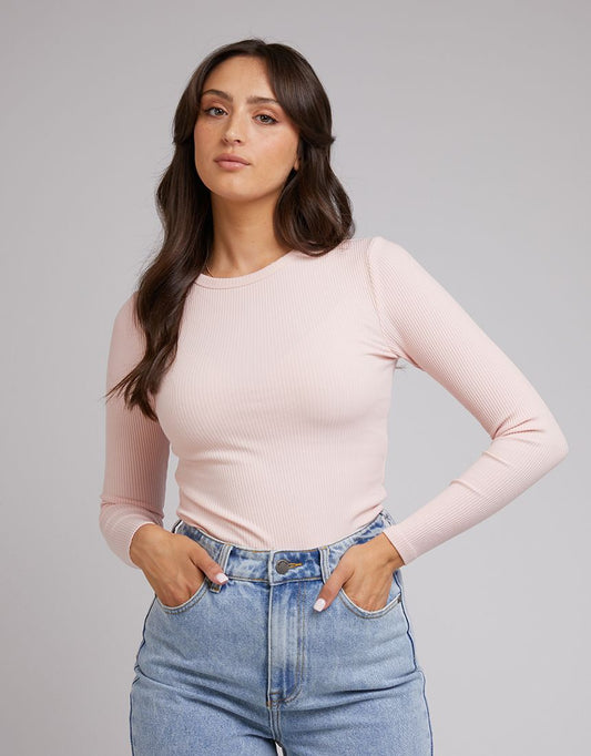 Eve Rib Baby Long Sleeve Tee (Pale Pink)