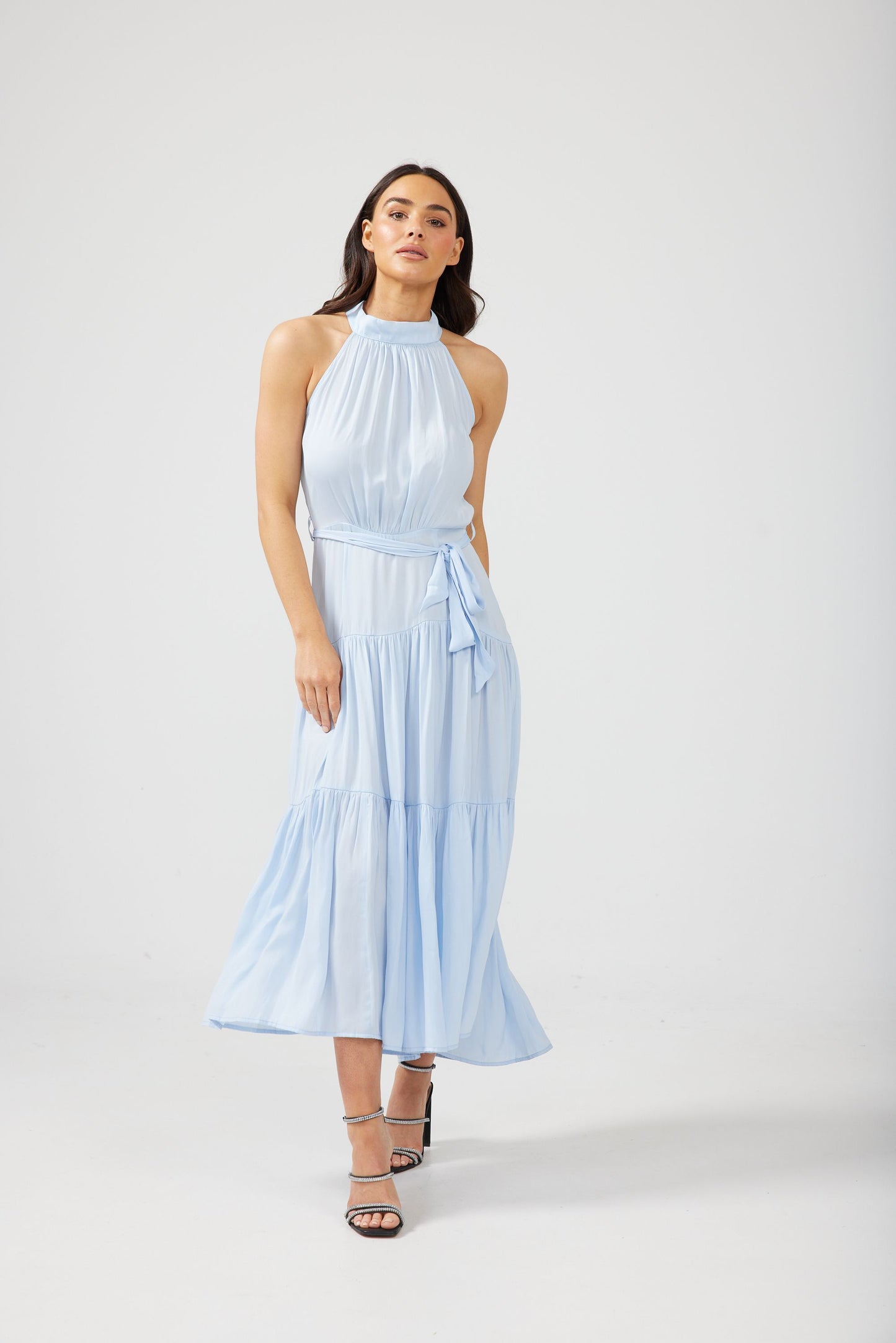 Greta Dress (Pond Blue Silky)