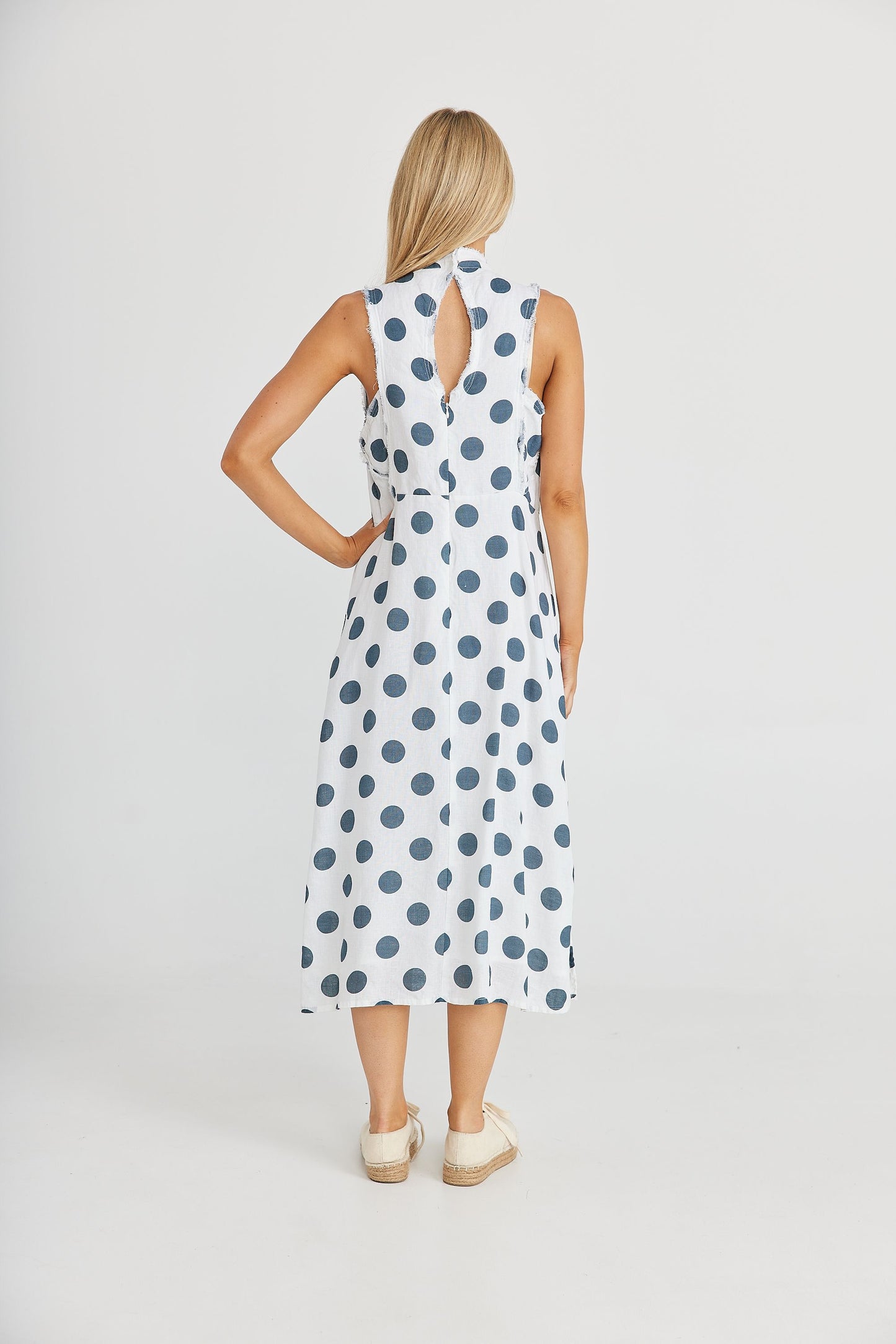 Helaina Dress (Slate Dot Linen)