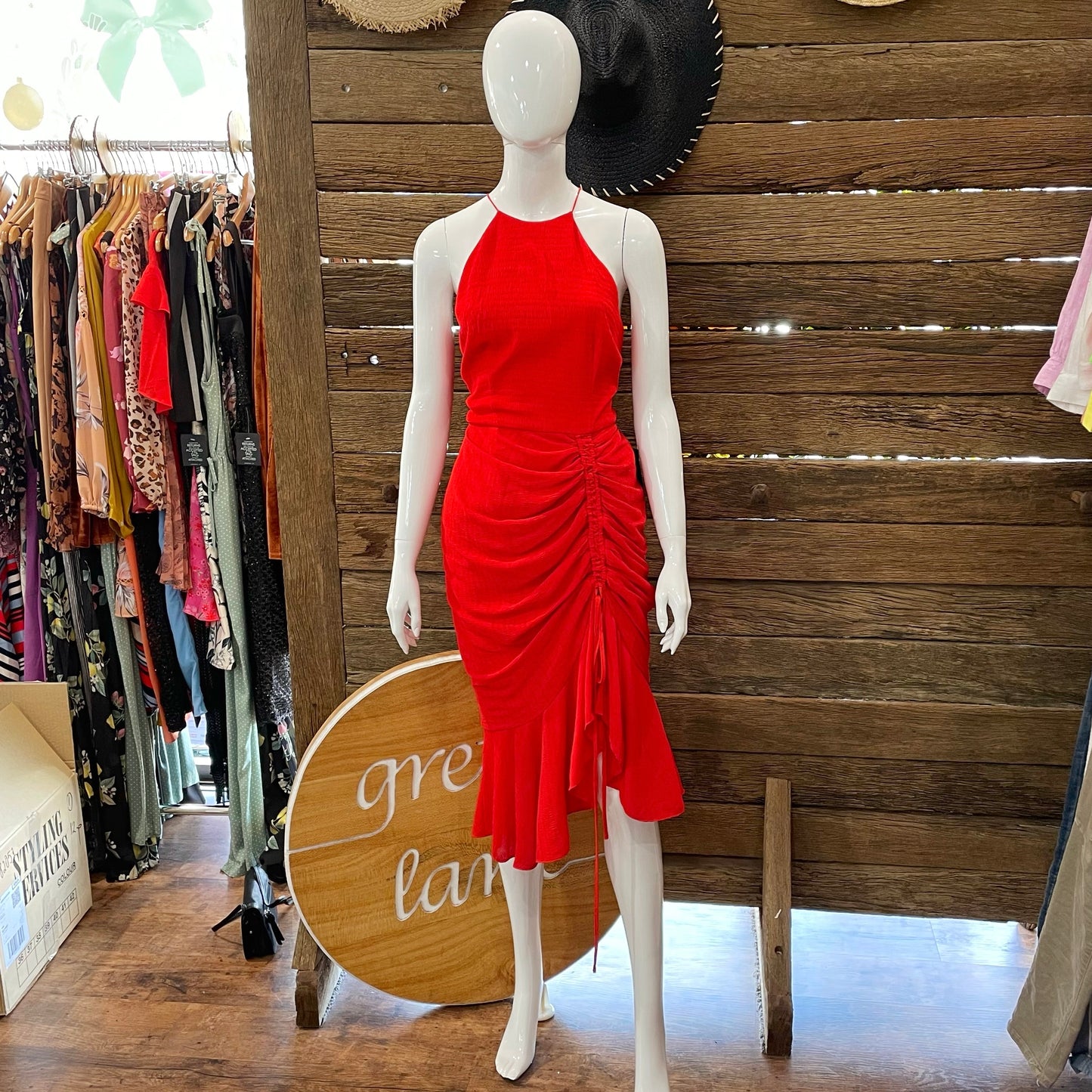 Ti Amo Drape Dress (Poppy Red)