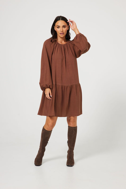 In Motion Dress (Chocolate Linen Viscose)