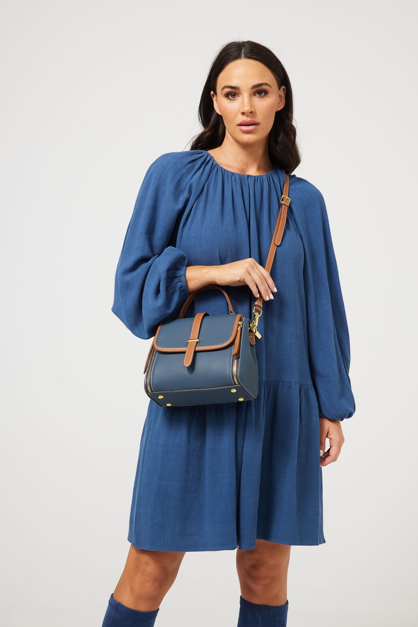 In Motion Dress (Steel Blue Linen Viscose)