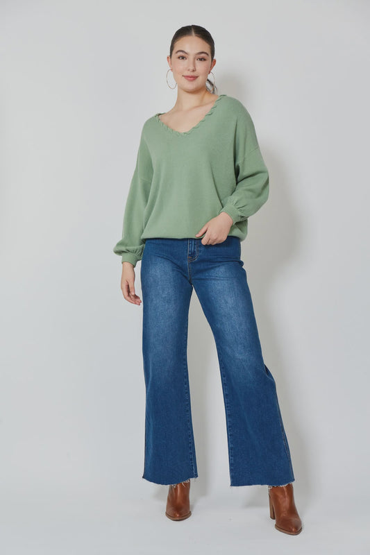 Ines V Jumper (Moss)