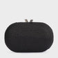Lucia Woven Oval Clutch (Black)