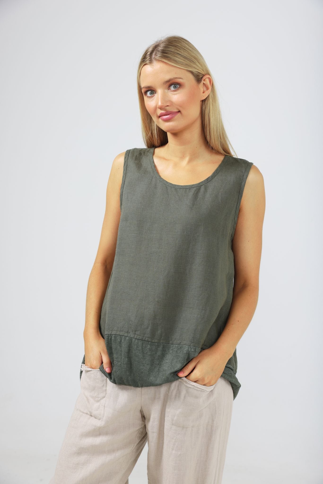 Nomad Knit Singlet (Thyme Linen)