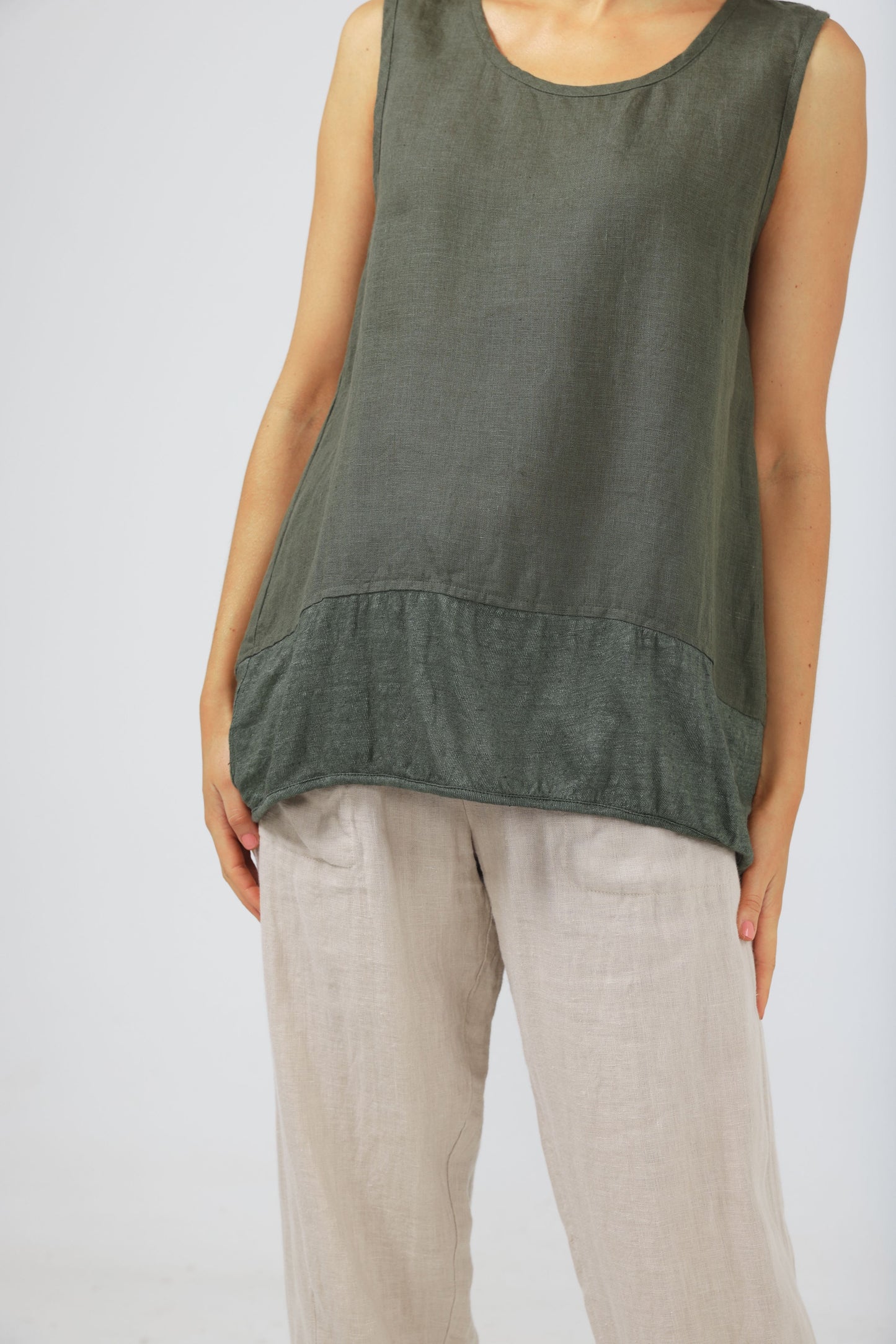 Nomad Knit Singlet (Thyme Linen)