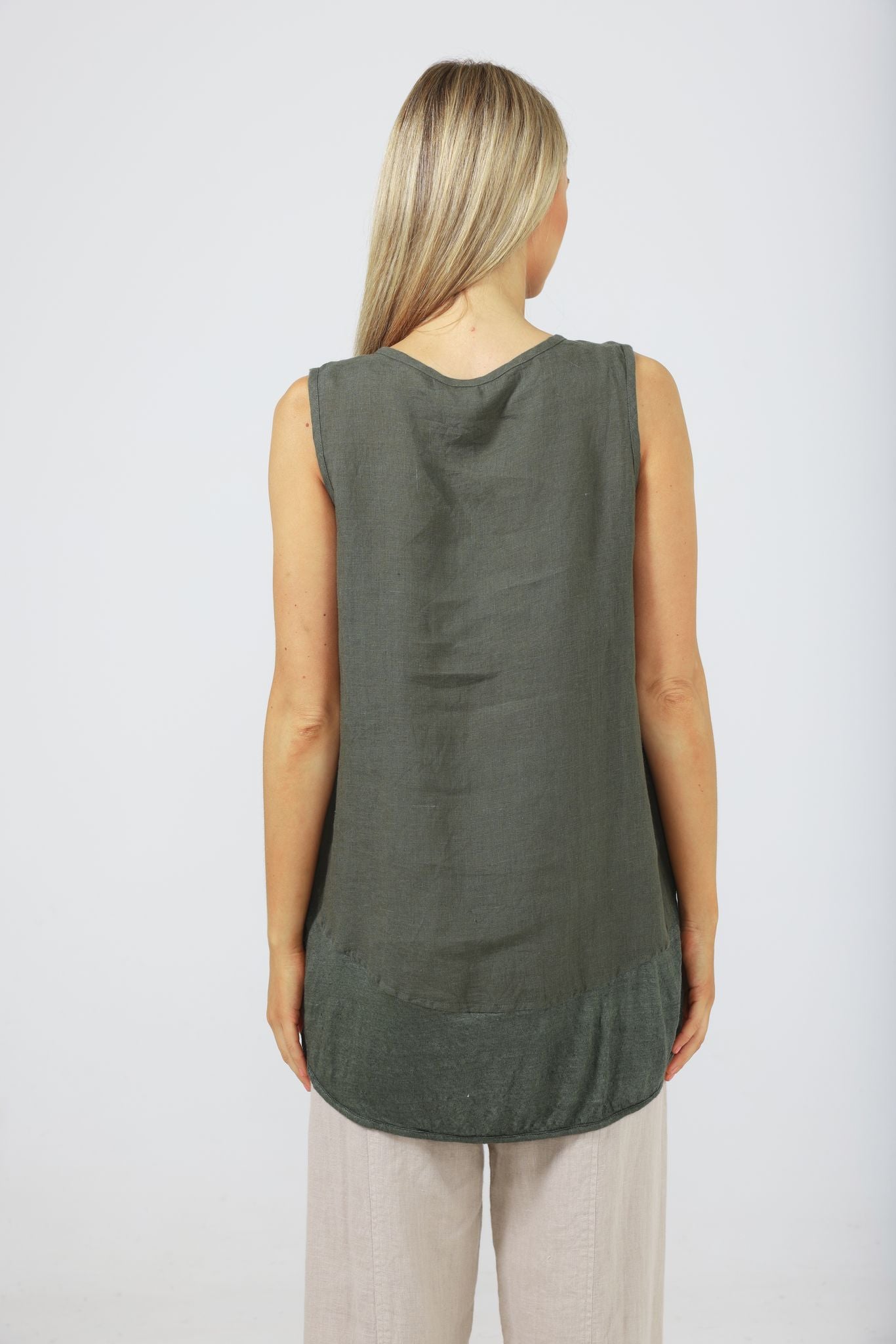 Nomad Knit Singlet (Thyme Linen)