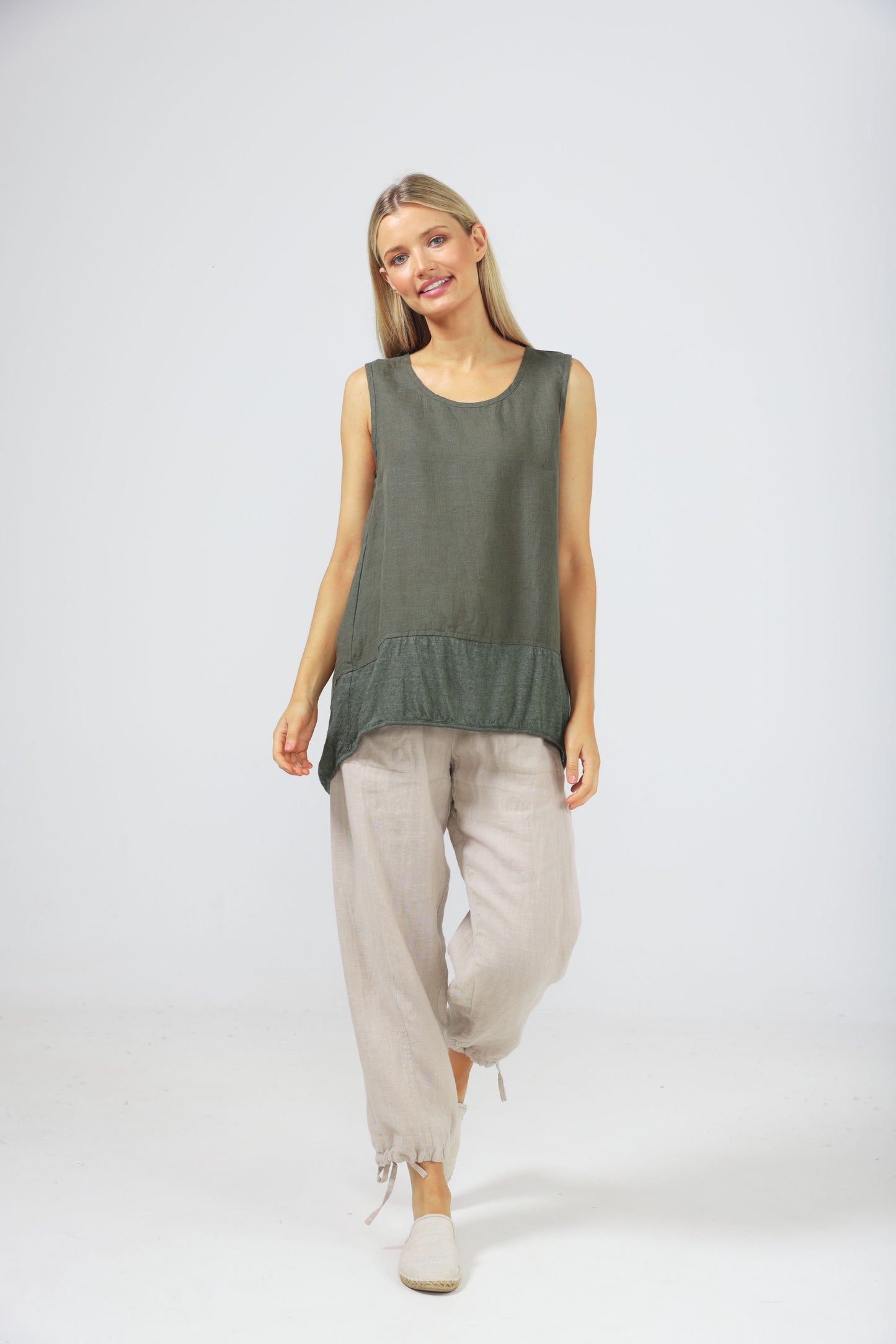 Nomad Knit Singlet (Thyme Linen)