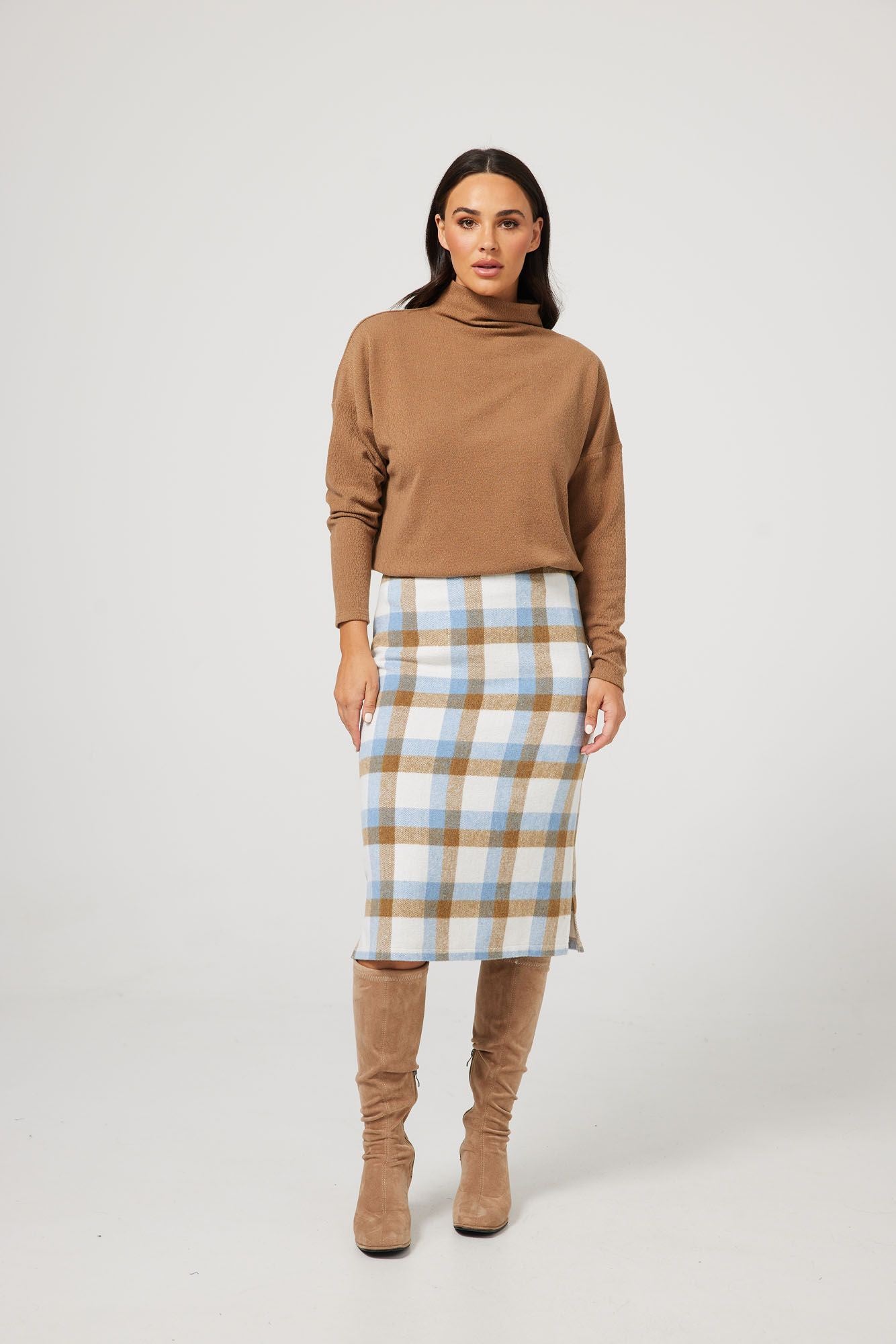 Oxford Skirt (Blue + Tan Check)