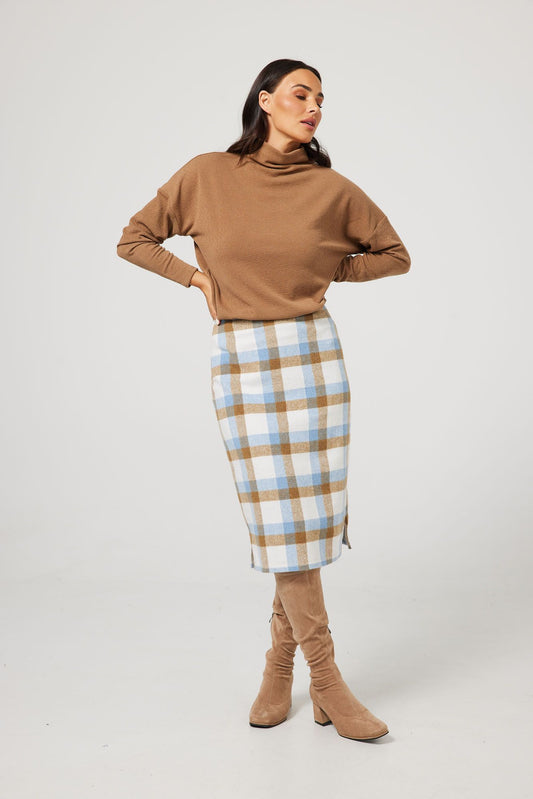 Oxford Skirt (Blue + Tan Check)