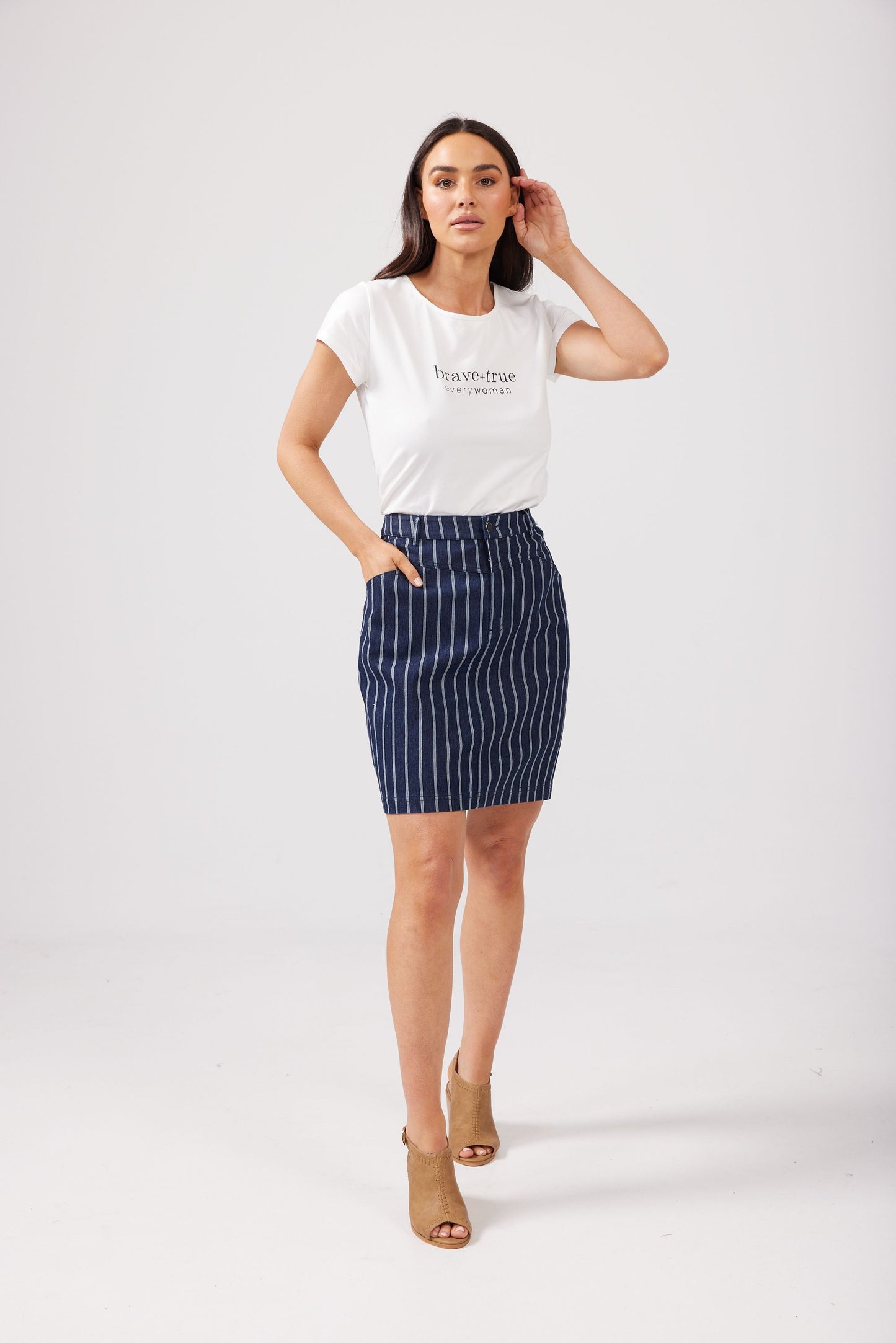 Rodeo Skirt (Indigo + White Stripes)