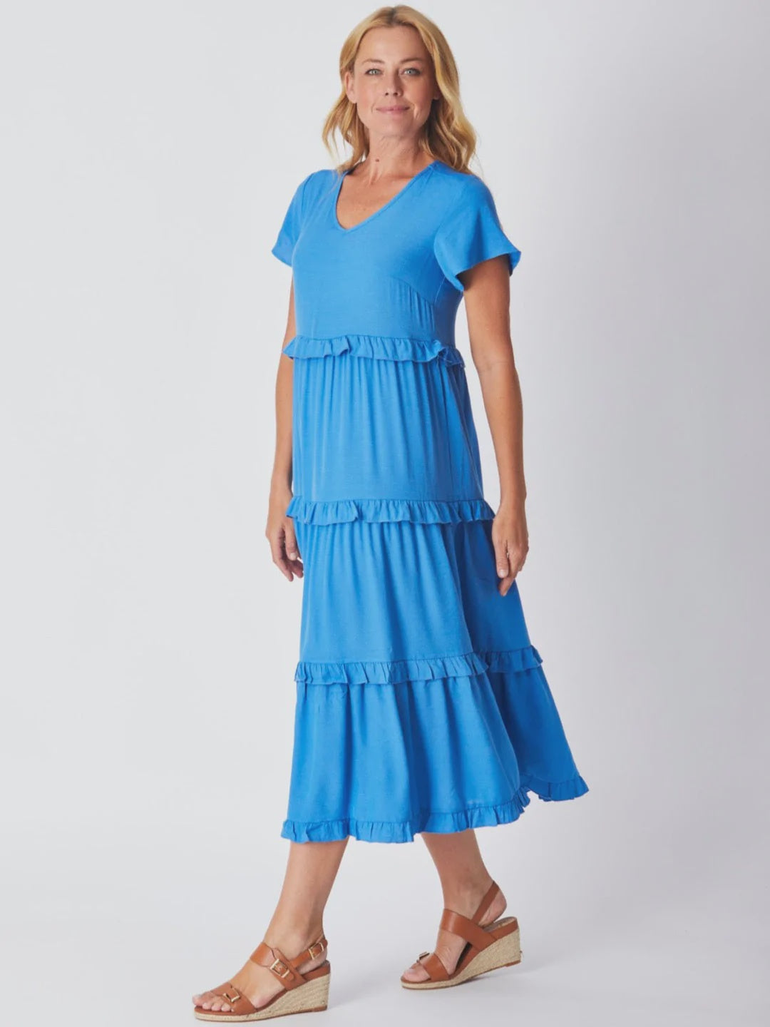 Ruffle Tier Dress (Blue)