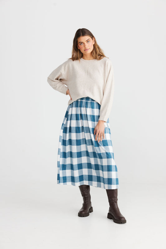 Sofia Skirt (Blue Steel Check)