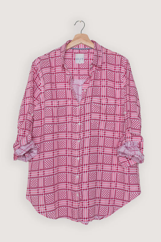 The Boyfriend Linen Shirt (Pink Tweed)