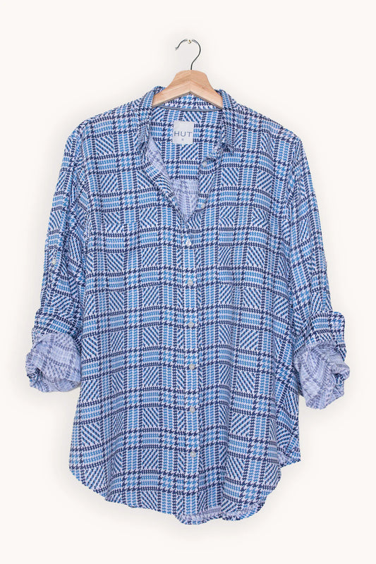 The Boyfriend Linen Shirt (Blue Tweed)