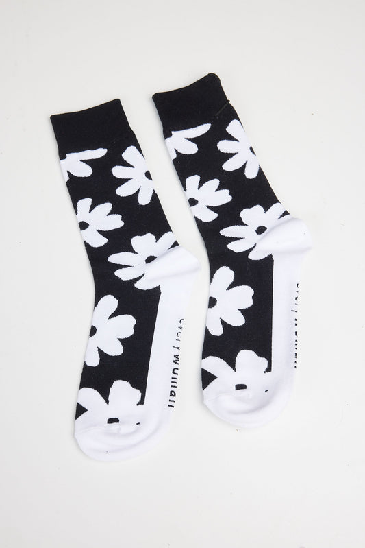 Winter Bloom Socks (Black)