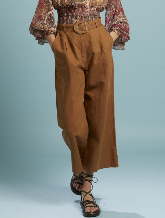 Exhale Belted Wide Leg Pant (Mocha)